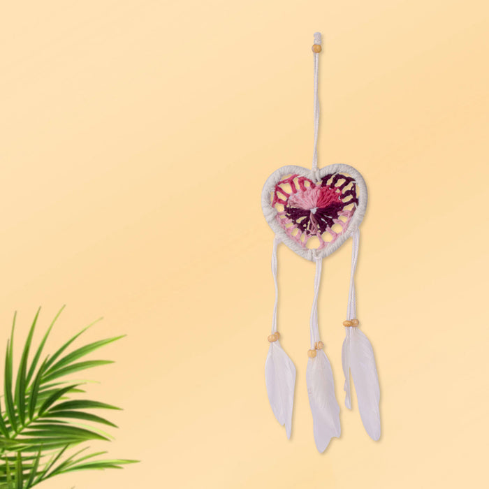 Handmade Wall Decor with Nature Feather Charms (Heart Shape) – Unique heart-shaped wall decor featuring nature-inspired feather charms for a bohemian and rustic look. India’s Largest Pooja Accessories Brand – www.satvikstore.in