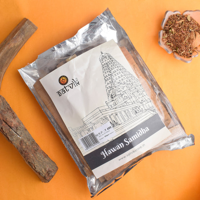 Hawan Samidha 500Gm ( Mango Wood) is essential for performing hawan or fire rituals, made from high-quality, mango wood. It ensures the purity and effectiveness of the fire ceremony, bringing positive energy and spiritual benefits – India’s Largest Pooja Accessories Brand – www.satvikstore.in