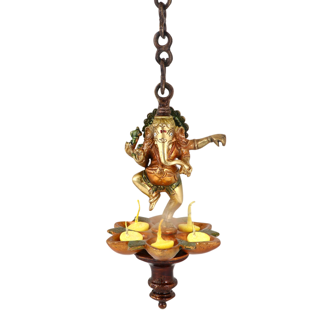 32 Inch Brass Dancing Ganesha Panchmukhi Hanging Diya