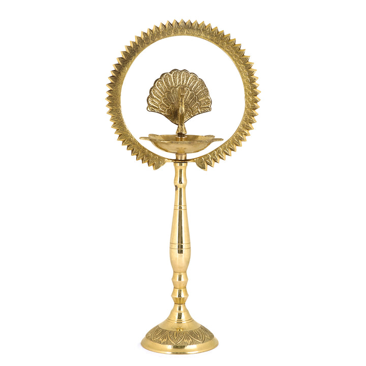 9 Inch Brass Mor Kiran Standing Diya Puja Store Online Pooja Items Online Puja Samagri Pooja Store near me www.satvikstore.in