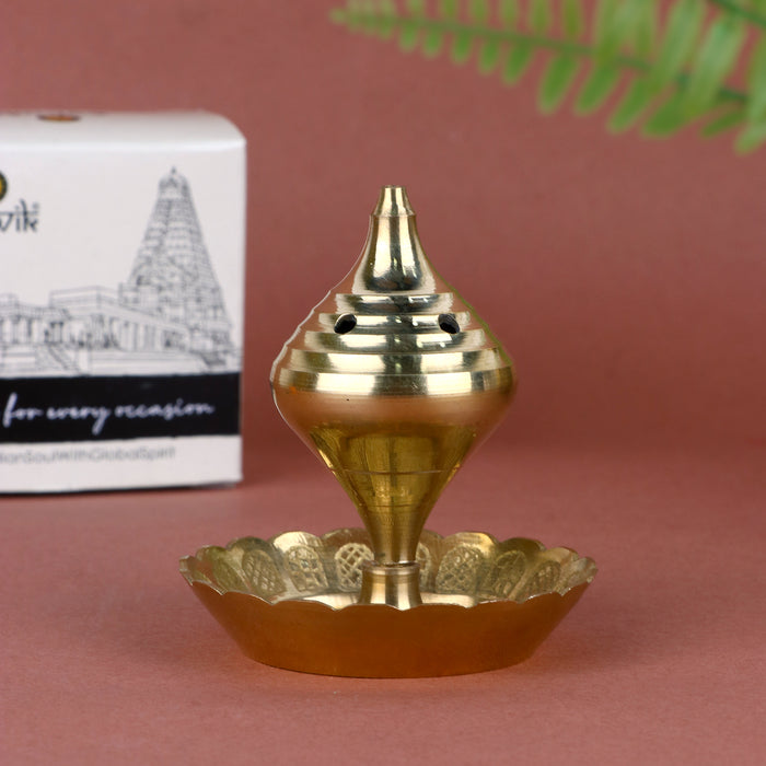 Pure Brass Agarbatti Stick Stand with Ash Catcher