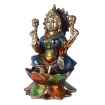 7.4 Inch Artistry Brass Colorful Lakshmi Ganesha Idol