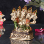 3.2 Inch Brass Panchmukhi Ganesh Statue