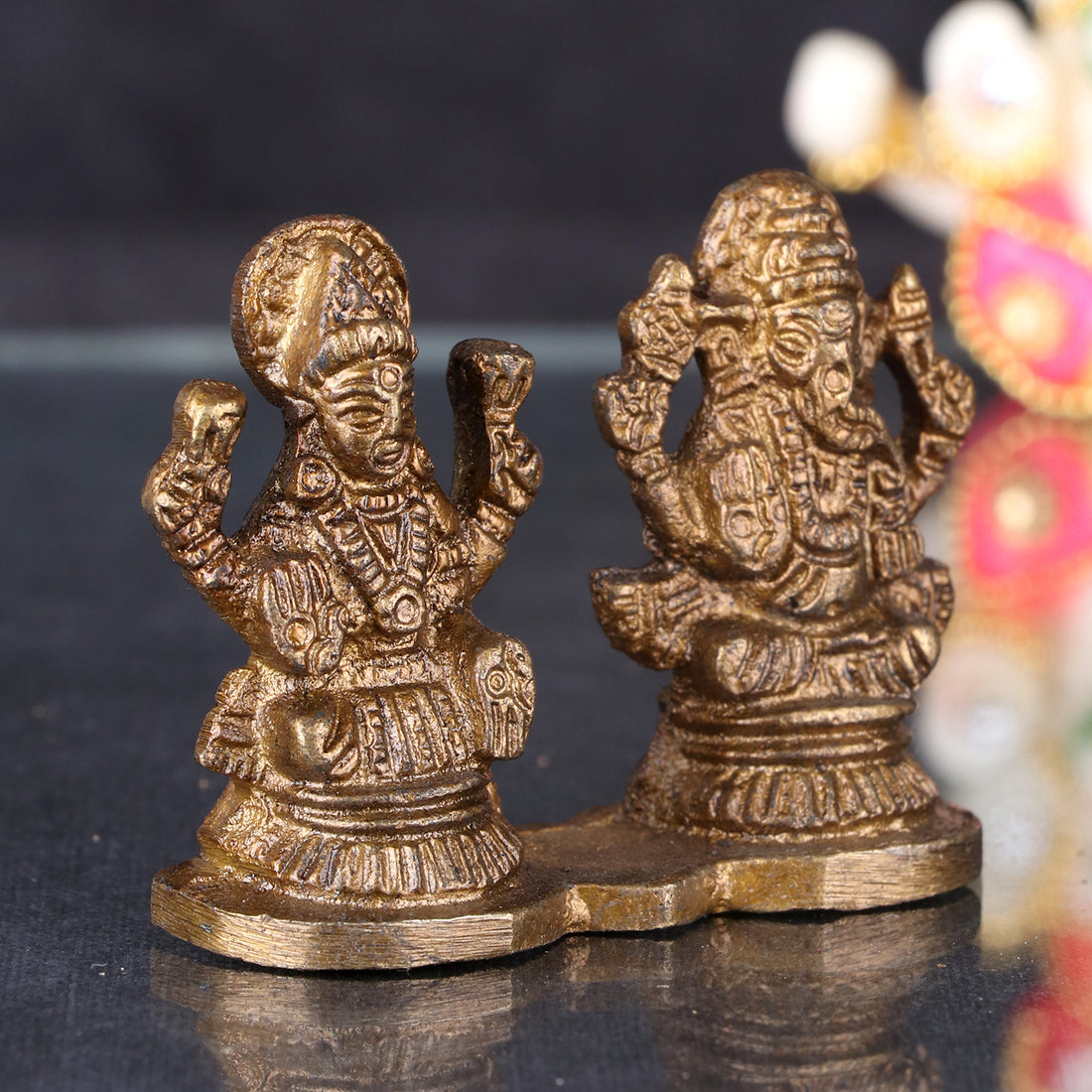 2 Inch Brass Laxmi Ganesh Idol