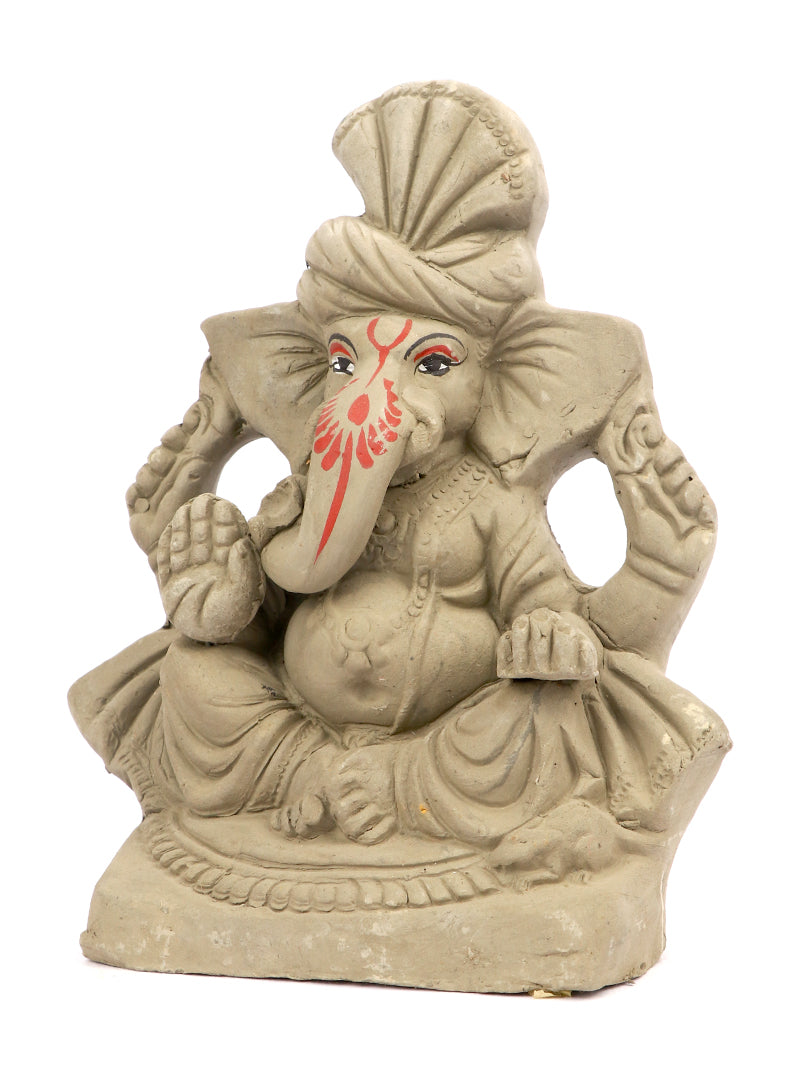 6.5 Inch Pagdi Eco-Friendly Ganesha Idol