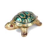 Brass Colored Turtle with Nakashi Plate - Blue