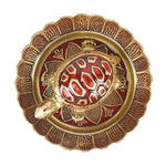 Brass Colored Turtle with Nakashi Tray - Red