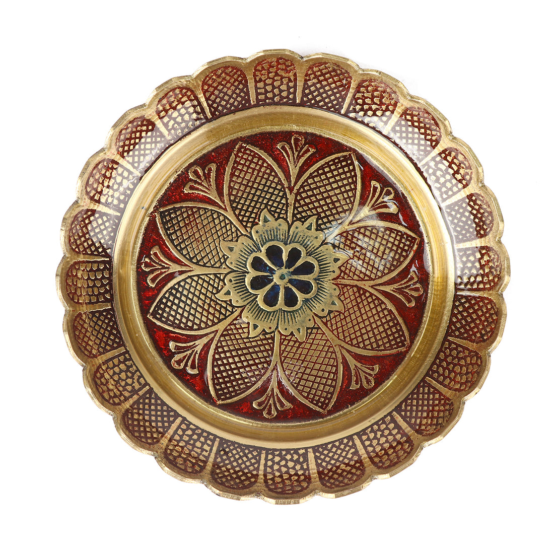 Brass Colored Turtle with Nakashi Tray - Red