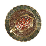Brass Colored Turtle with Nakashi Plate - Red