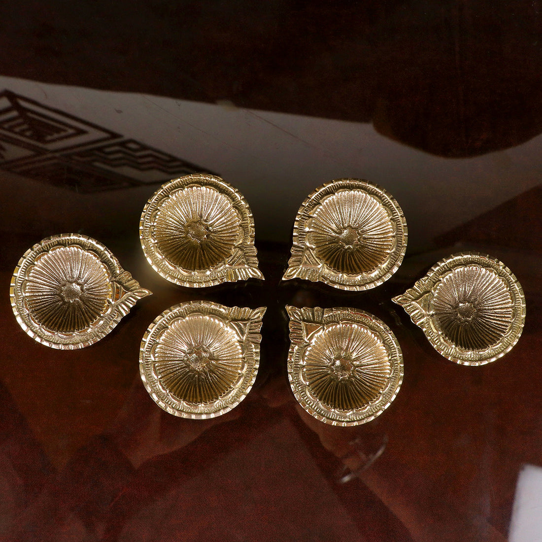 Brass Laxmi Diya Engraved Floral Design