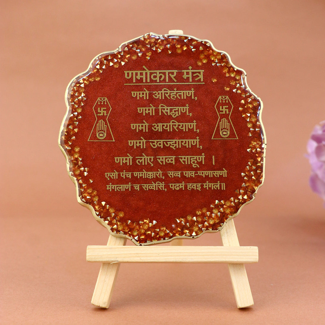 Decorative Namokar Mantra Frame With Stand Made With Epoxy