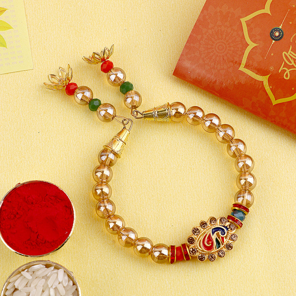 Shop Exquisite Designer Lumba Rakhi, Beautiful Rakhi Sets, and Latest Rakhi Collection Online at Satvik Store - Send Rakhi with Style and Elegance!