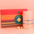  Image of a beautifully designed Rakhi with sweets, the perfect combination of tradition and sweetness for Raksha Bandhan celebration. Shop now at SatvikStore.in. #Rakhi #RakhiOnline #SendRakhi #DesignerRakhi #BeautifulRakhi #LatestRakhi #NewRakhi #ModernRakhi"