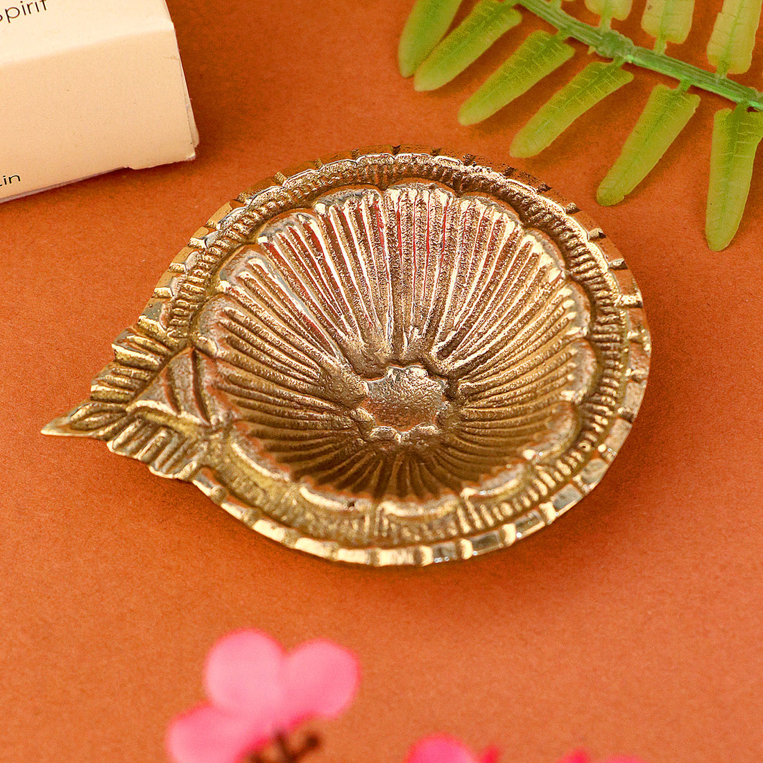 Brass Laxmi Diya Engraved Floral Design