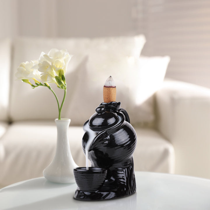Amogha tea pot design backflow incense cone holder with cones