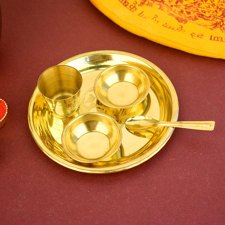 Ladoo Gopal Bhog Thali Set – Large Size Kanha Printed – Traditional Aarti Plate for Home, Temple, and Festive Rituals | Satvikstore.in
