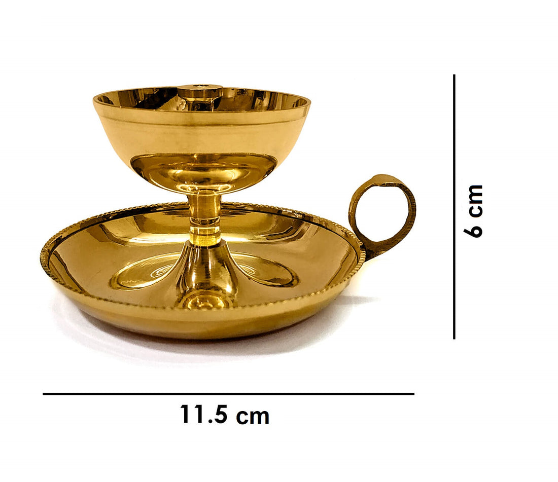 Pure Brass Aarti Akhand Diya With Ring Holder