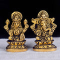 2 Inch Laxmi Ganesh Car Dashboard Idol – Compact Brass Statue for Prosperity and Protection in Vehicles or Small Spaces.No.1 Brass Idol Store www.satvikstore.in 