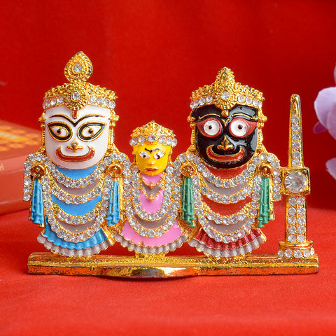 Lord Jagannath idol, beautifully crafted with intricate details, representing the divine form of Lord Jagannath for worship and spiritual blessings. India’s Largest Pooja Accessories Brand – www.satvikstore.in 