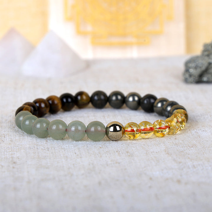 Money magnet dhan yog healing stone bracelet with pyrite citrine tiger eye green aventurine beads. India’s Largest Pooja Accessories Brand - www.satvikstore.in