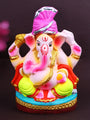 8.5-inch Nandana eco-friendly Ganpati idol in serene Padmasana pose, crafted with natural clay and hand-painted in bright festive colors. India’s Largest Pooja Accessories Brand – www.satvikstore.in