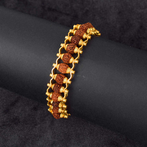 PVD Gold Plated Rudraksha Bracelet-Unisex