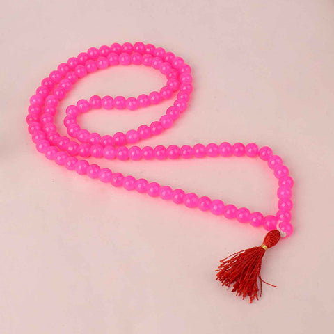 Pink Agate Hakik Mala with 108 Beads – Spiritual Healing and Energy Balancing Necklace for Meditation and Daily Wear. India’s Premium Hakik Jap Mala Store-www.satvikstore.in
