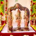 5.4 Inch elegant brass Ram Darbar Murti featuring Lord Ram, Goddess Sita, Lord Lakshman, and Lord Hanuman, ideal for worship and home decor. No.1 Brass Idol Store www.satvikstore.in 