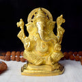 5.4 Inch Pure Brass Lord Ganesha Idol – Exquisitely Handcrafted Statue of Ganpati Ji for Home Temple, Symbolizing Wisdom, Prosperity, and New Beginnings. No.1 Brass Idol Store www.satvikstore.in 
