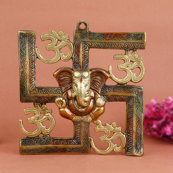 Pure Brass Om Swastik Ganesh Wall Hanging | India’s Largest Pooja Accessories Brand – www.satvikstore.in
