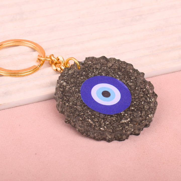 Pyrite Evil Eye Keyring Spiritual Protection and Positive Energy Accessory for Home and Office India’s Largest Puja Accessories Brand- www.satvikstore.in
