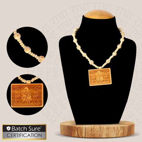 Wooden Mala with Radha Krishna Locket | India’s Largest Brass Idols Brand - www.satvikstore.in