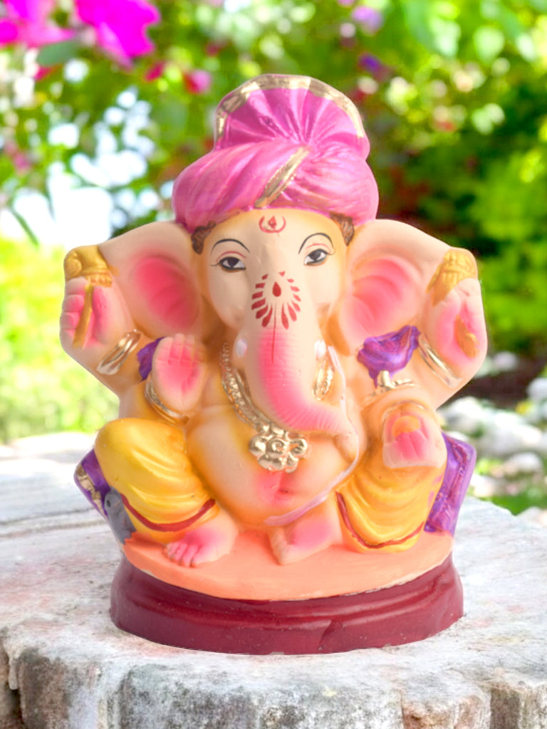6.5 Inch Raja Ganpati Eco-Friendly Ganesha Idol in vibrant colors, handcrafted with eco-friendly materials for a sustainable festive celebration. India’s Largest Pooja Accessories Brand – www.satvikstore.in