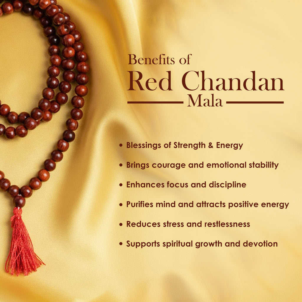 Certified 10mm 100% Original Authentic Pure Red Sandalwood Jap Mala (Andhra Pradesh)
