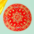 Round Shape Velvet Pooja Aasan 16x16 Inch with Golden Lace Border. India’s Largest Pooja Accessories Brand - www.satvikstore.in