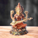 4.7 Inch Spiritual Goddess Brass Saraswati Statue for Divine Energy