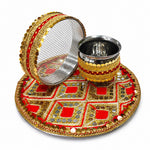 Glowing Reverence Karwa Chauth Thali Set - 3pc