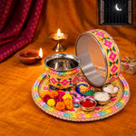 Opulent Gold Meenakari Karwa Chauth Thali Set