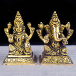 3.4 Inch Sacred Brass Laxmi Ganesh Idol symbolizing prosperity and wisdom, intricately handcrafted for home mandirs, Diwali décor, or auspicious gifting. No.1 Brass Idol Store www.satvikstore.in 