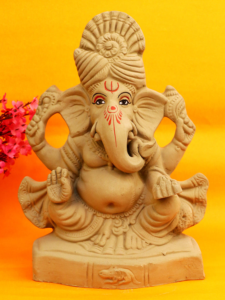 10.7 Inch Siddhidhata Eco-Friendly Ganesha idol made from natural shadu mati, ideal for eco-conscious Ganesh Chaturthi celebrations. India’s Largest Pooja Accessories Brand – www.satvikstore.in