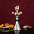 Silver Kerala Diya Samai Traditional Pooja Oil Lamp for Home Worship and Decoration India’s Largest Puja Accessories Brand- www.satvikstore.in