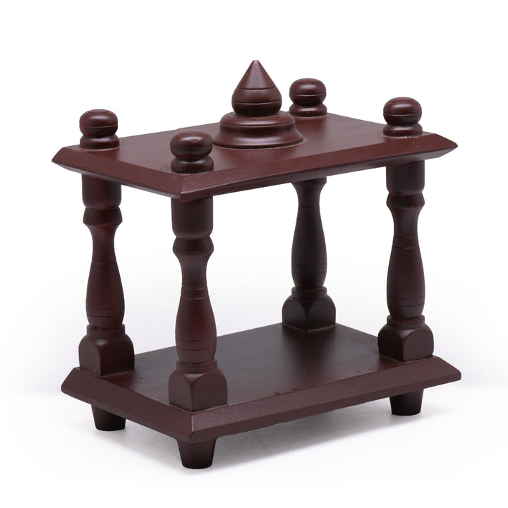 Small mahogany wooden mantapa with brown finish for puja