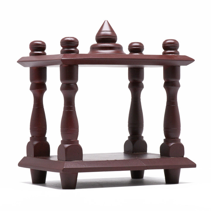 Small mahogany wooden mantapa with brown finish for puja