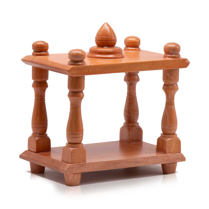 Small wooden mantapa with natural finish for home puja