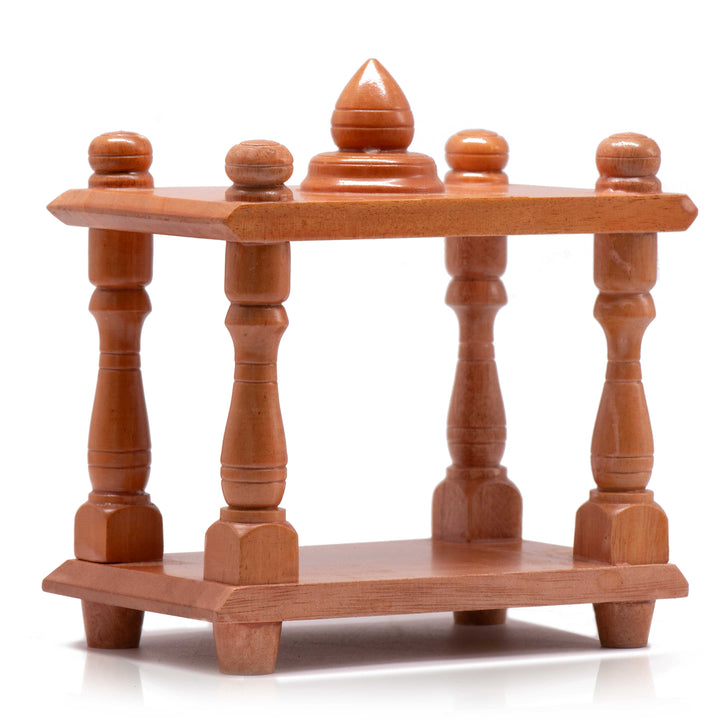 Small wooden mantapa with natural finish for home puja