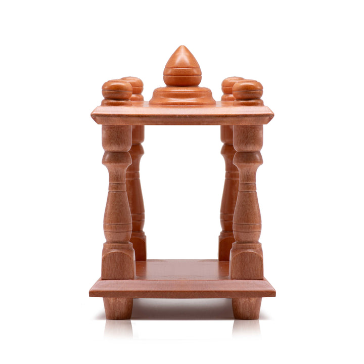 Small wooden mantapa with natural finish for home puja