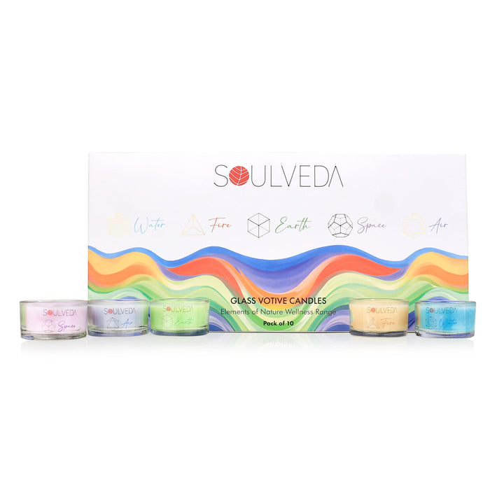 Elements scented glass votive candle set pack of 10