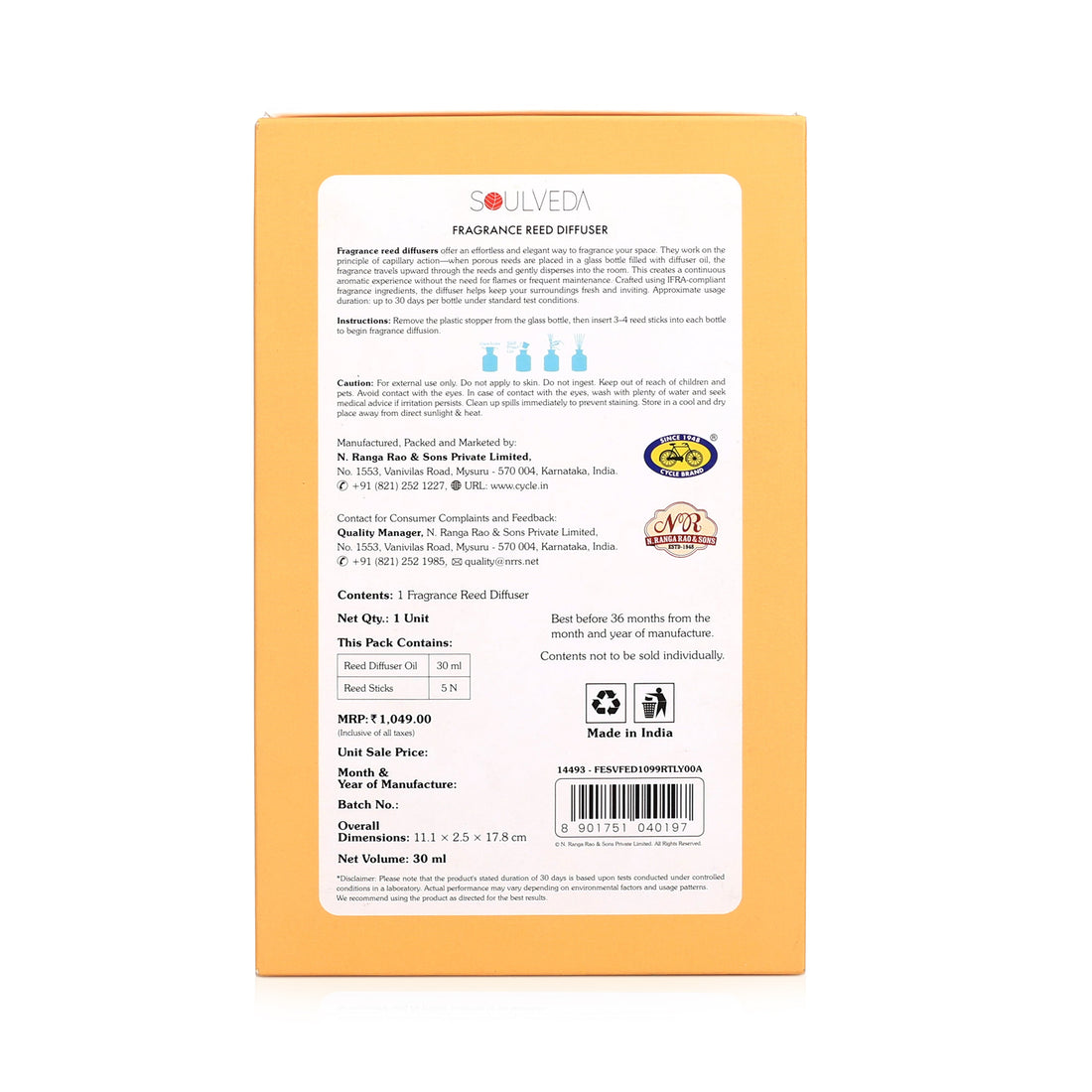 Sandalwood Aroma Reed Diffuser – Fire Edition | 45 ml, 4 N Reed Sticks