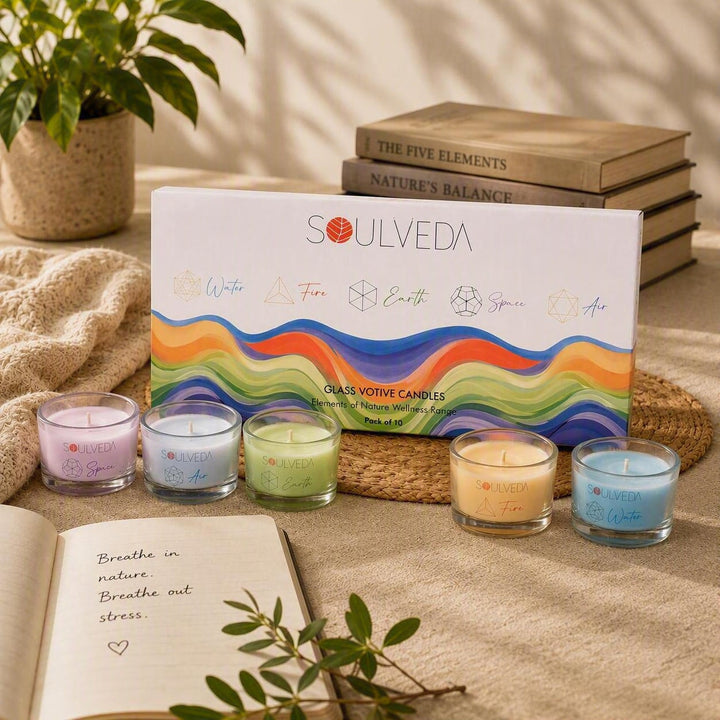 Elements scented glass votive candle set pack of 10