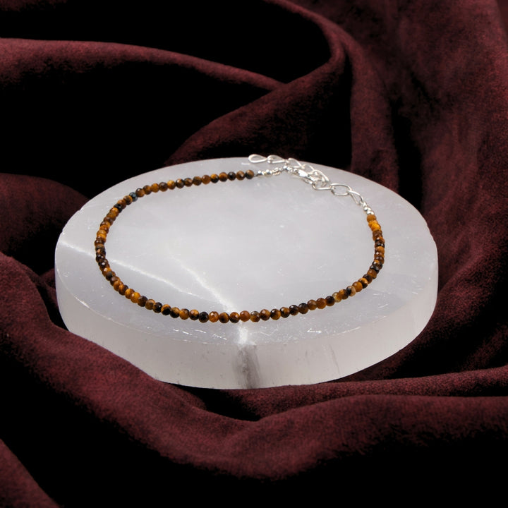 Tiger eye healing stone anklet for confidence and protection. India’s Largest Puja Accessories Brand- www.satvikstore.in